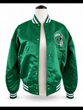 Vintage New York Jets Satin Varsity Jackets Mens L Chalk Line USA NFL
